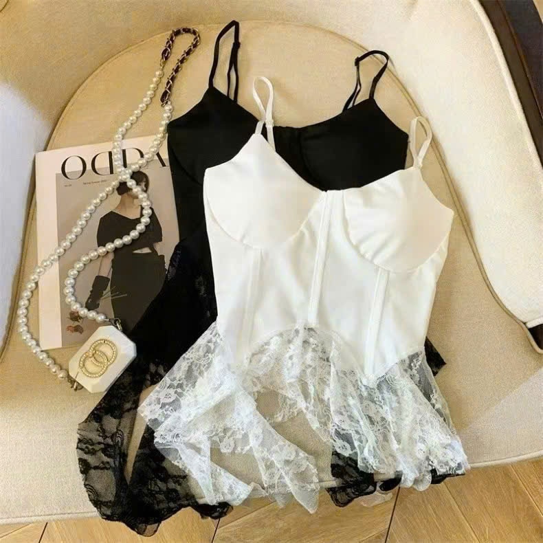 Áo 2 Dây Viền Tua Rua Ren Có Đệm Mút Cực Xinh