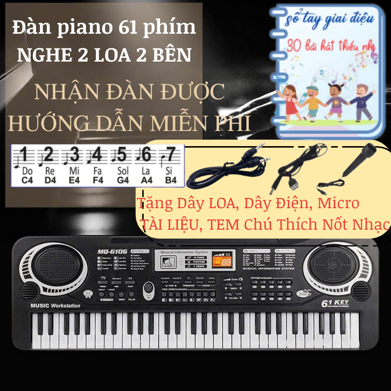ĐÀN PIANO 61 PHÍM  2 LOA , TEM NỐT NHẠC VÀ TÀI LIỆU TẬP ĐÀN