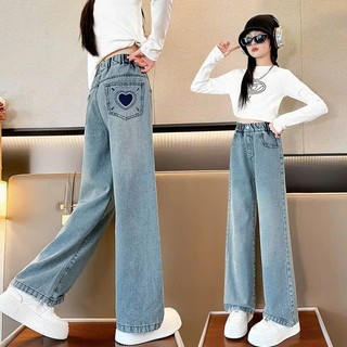 Quần Jean Xuông Dài Basic Phong Cách Cá Tính Cho Bé Gái Từ 25-50kg