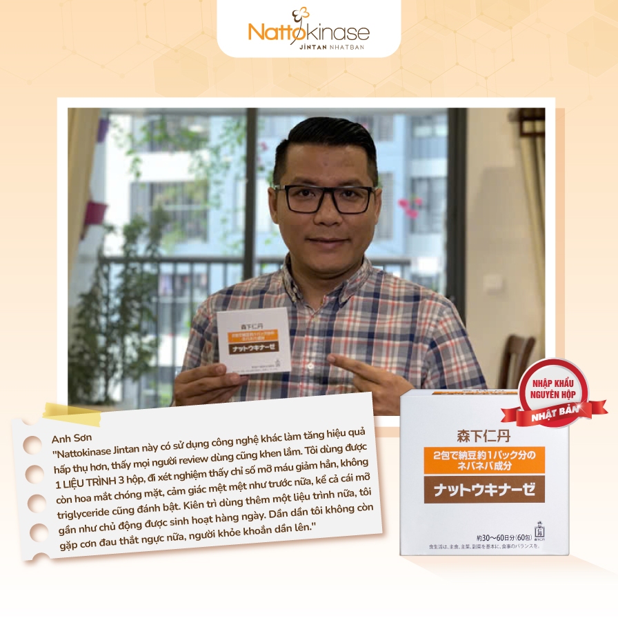 NATTOKINASE Jintan Nhật Bản - dành cho người Tai Biến, Mỡ Máu Hộp 60 gói