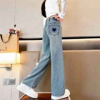 Quần Jean Xuông Dài Basic Phong Cách Cá Tính Cho Bé Gái Từ 25-50kg
