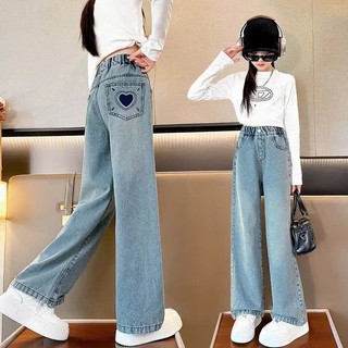Quần Jean Xuông Dài Basic Phong Cách Cá Tính Cho Bé Gái Từ 25-50kg