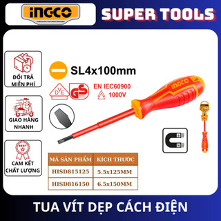ĐỒ NGHỀ INGCO Tua vít dẹp cách điện HISD814100 - HISD815125 - HISD816150 (Cam kết Chính Hãng 100%)