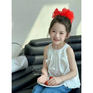 [B&G] Sét bộ đồ hè áo trắng cổ yếm kèm quần dài dáng suông hàn quốc cho bé gái từ 12-40kg(2-11 tuổi)