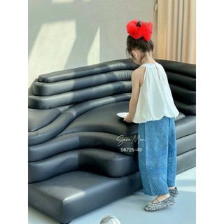 [B&G] Sét bộ đồ hè áo trắng cổ yếm kèm quần dài dáng suông hàn quốc cho bé gái từ 12-40kg(2-11 tuổi)