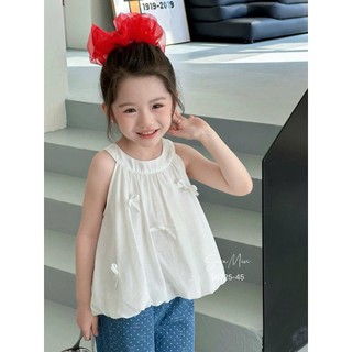 [B&G] Sét bộ đồ hè áo trắng cổ yếm kèm quần dài dáng suông hàn quốc cho bé gái từ 12-40kg(2-11 tuổi)