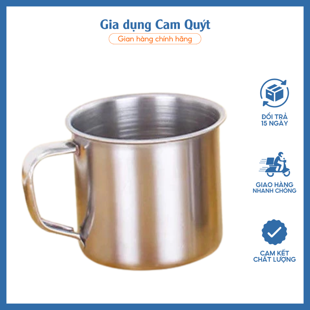 ca inox có quai cầm miệng 7cm, cao 6cm, cốc inox có quai cầm cho bé mầm ...