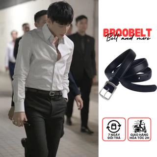 Thắt lưng nam nữ dây nịt lưng Broobelt màu đen có lỗ bấm unisex chất liệu da pu bản nhỏ 2.3cm