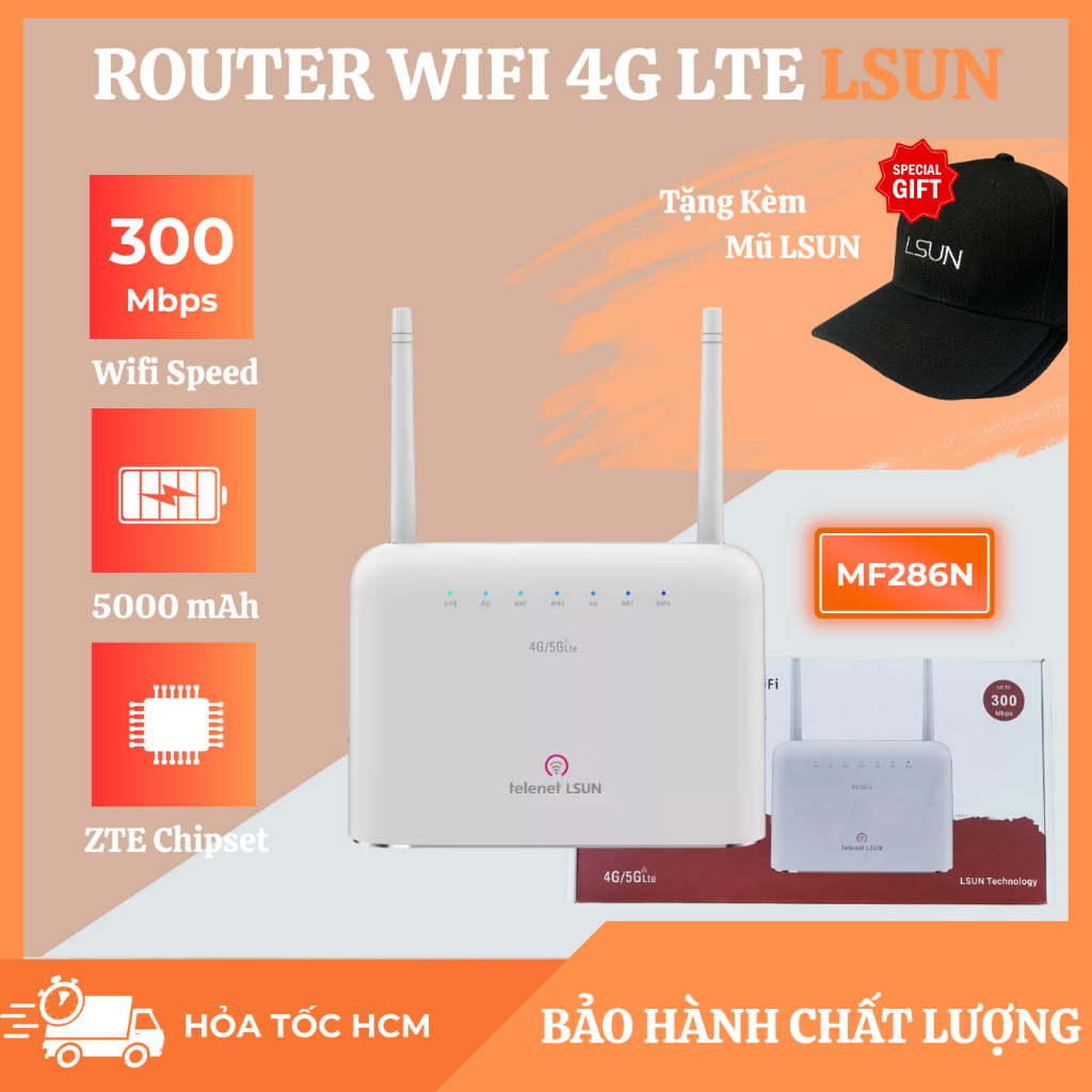 Router Wifi 4G LTE LSUN MF286N – Tốc Độ 300Mbps, Hỗ Trợ 32 Thiết Bị, 4 ...