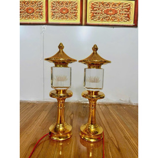 (1cặp) Đèn thờ hoa sen pha lê đổi màu, đèn thờ 7 màu, nhiều chế độ sáng dùng bằng điện