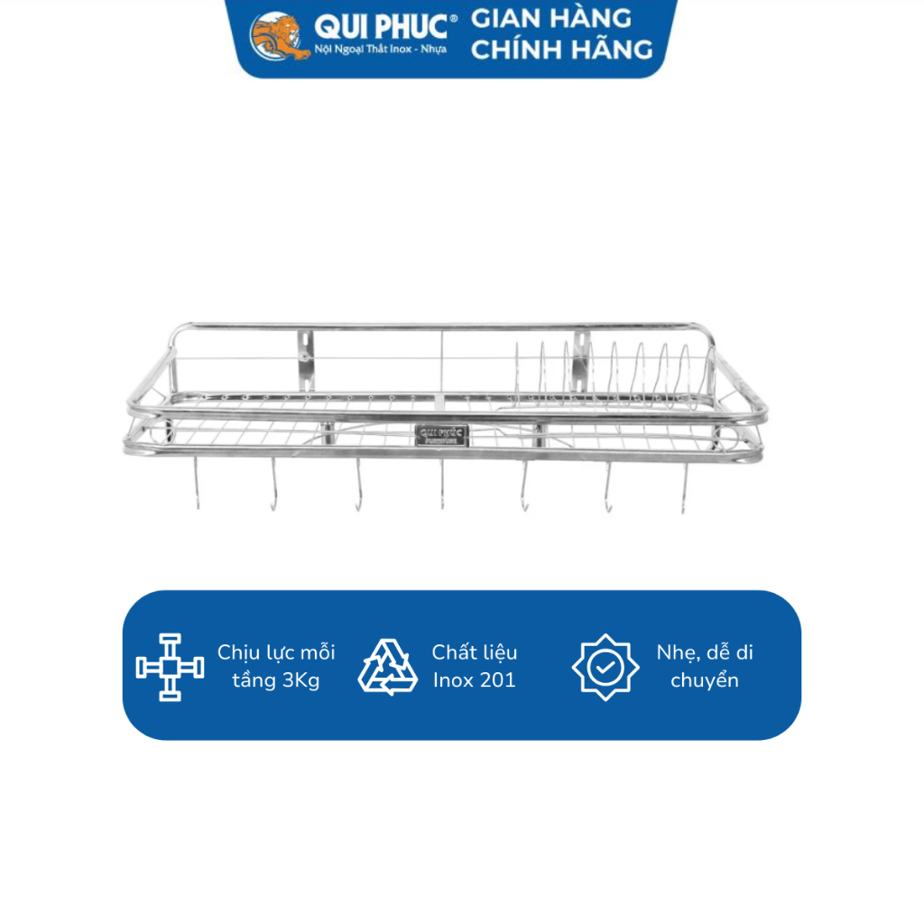 Kệ chén đĩa Win QUI PHÚC, dạng treo, inox 201 cao cấp, sáng bóng, chắc chắn, bền đẹp, tiết kiệm diện tích