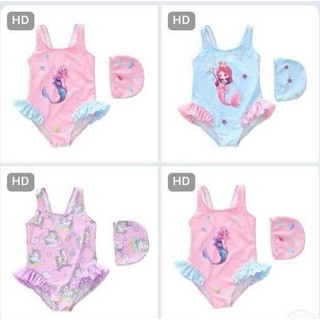 BK48 Đồ bơi cho bé gái liền thân kèm mũ_Bikini cho bé gái hở lưng xinh xắn 8-28kg