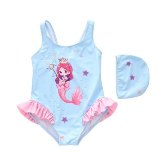 BK48 Đồ bơi cho bé gái liền thân kèm mũ_Bikini cho bé gái hở lưng xinh xắn 8-28kg