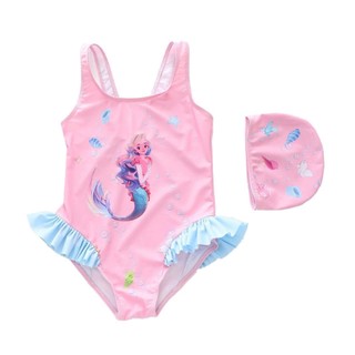 BK48 Đồ bơi cho bé gái liền thân kèm mũ_Bikini cho bé gái hở lưng xinh xắn 8-28kg