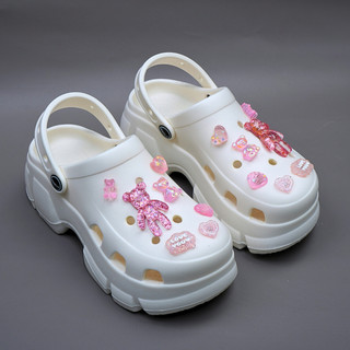 Dép cross sục nữ đế cao 6cm kèm 14 sticker Gấu hồng trong suốt kiểu sandal Mita CSM-40