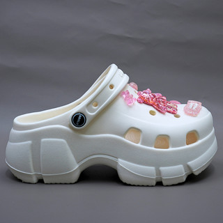 Dép cross sục nữ đế cao 6cm kèm 14 sticker Gấu hồng trong suốt kiểu sandal Mita CSM-40