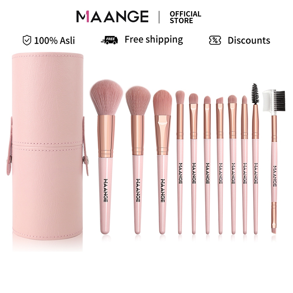 Bộ cọ trang điểm chuyên nghiệp MAANGE màu hồng kèm túi đựng 5861