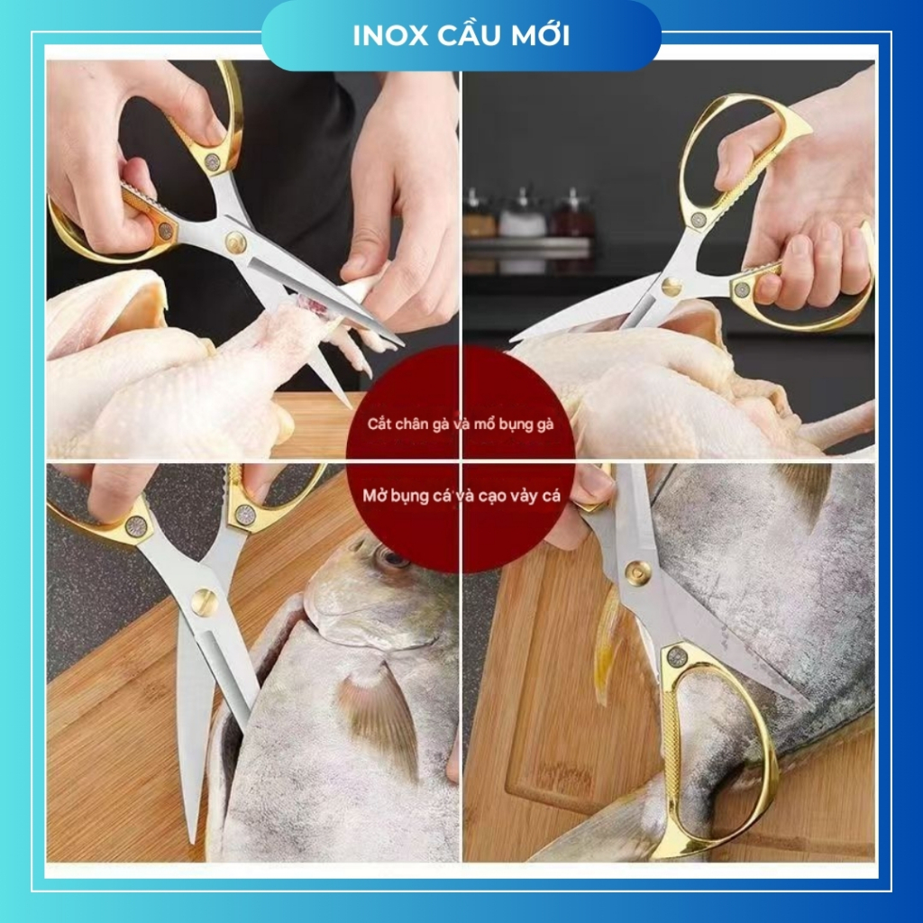 Kéo inox lưỡi thép không gỉ siêu bền cao cấp, siêu bén K26 & K82 - Dụng cụ cắt đa năng cho nhà bếp