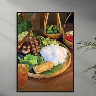 Tranh Canvas Treo Tường Quán Bún Chả BH65 - Tranh Decor, Trang Trí Quán, tranh bún chả chấm, bún chả nướng,  bún chả nem