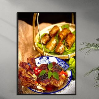 Tranh Canvas Treo Tường Quán Bún Chả BH65 - Tranh Decor, Trang Trí Quán, tranh bún chả chấm, bún chả nướng,  bún chả nem