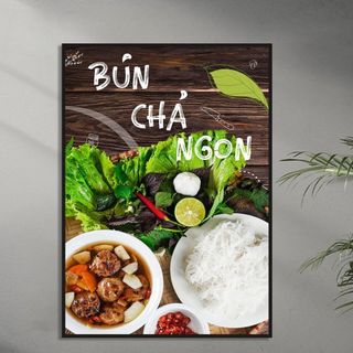 Tranh Canvas Treo Tường Quán Bún Chả BH65 - Tranh Decor, Trang Trí Quán, tranh bún chả chấm, bún chả nướng,  bún chả nem