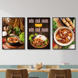 Tranh Canvas Treo Tường Quán Bún Chả BH65 - Tranh Decor, Trang Trí Quán, tranh bún chả chấm, bún chả nướng,  bún chả nem