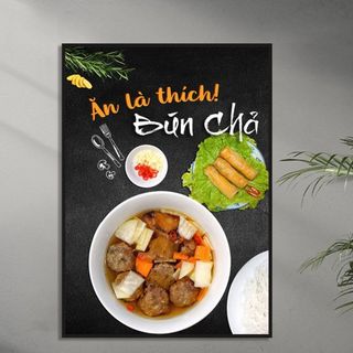 Tranh Canvas Treo Tường Quán Bún Chả BH65 - Tranh Decor, Trang Trí Quán, tranh bún chả chấm, bún chả nướng,  bún chả nem