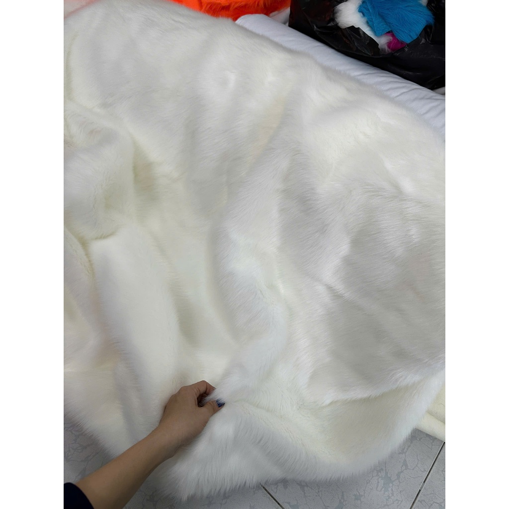 THẢM LÔNG TRẮNG KEM LÔNG DÀI 3CM - TRANG TRÍ NOEL - MAY ÁO LÔNG