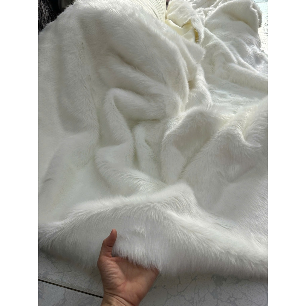 THẢM LÔNG TRẮNG KEM LÔNG DÀI 3CM - TRANG TRÍ NOEL - MAY ÁO LÔNG
