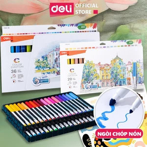 Combo Bút Lông Màu Felt Pen Pastel Basic Ngòi Chóp Rửa Được Deli - Dùng Tô Vẽ Đi Nét Calligraphy Highlight Fiber Pen