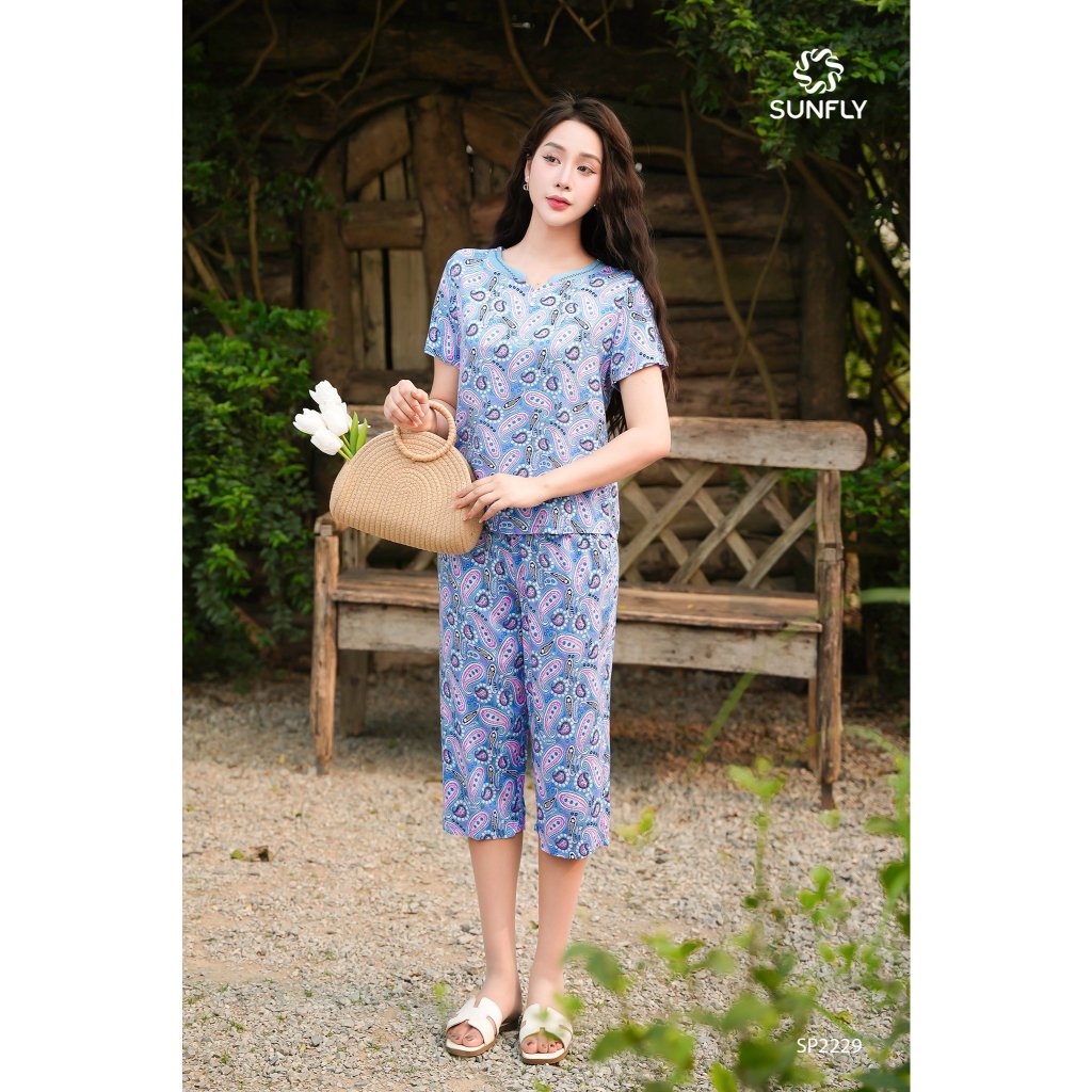 SP2229 Đồ bộ mặc nhà nữ lanh ht áo cộc quần ngố