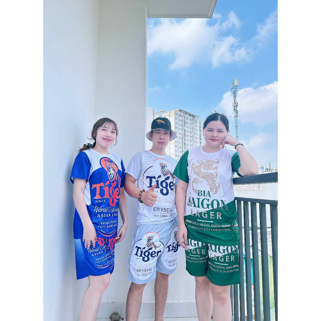 Bộ Thể Thao BIA huda Nam Nữ mùa hè mặc nhóm gia đình chất thun lạnh có 3 Size 40-100kg Kl1