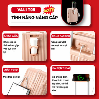 Vali Du Lịch Khóa Kéo Kingsun KS-155/T01/T08 Size 20/24/28 Nhựa ABS+PC Bảo Hành 5 Năm