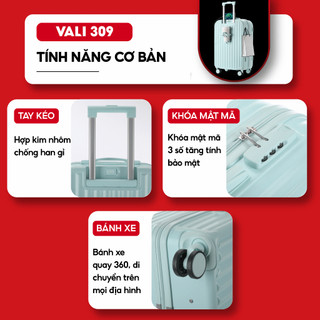 Vali Du Lịch Khóa Kéo Thời Trang Cao Cấp Kingsun Size20/24/28 KS-219/309 Nhựa ABS+PC Bảo Hành 5 Năm
