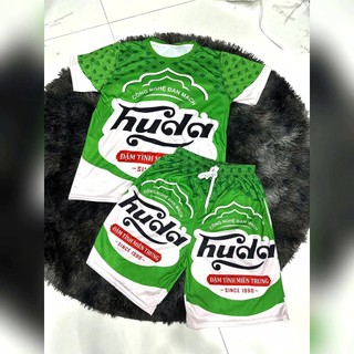 Đồ Bộ Thể Thao In Họa Tiết Bia HUDA Phối Nhiều Màu, Chất Thun Lạnh Cho Nam Nữ Cọc Tay KL2