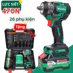 Máy Siết Bulong Dùng Pin WORKFIX WF-IW470N, Lực Siết 470N.m - Siết bulong, Bắt vít, Khoan tường
