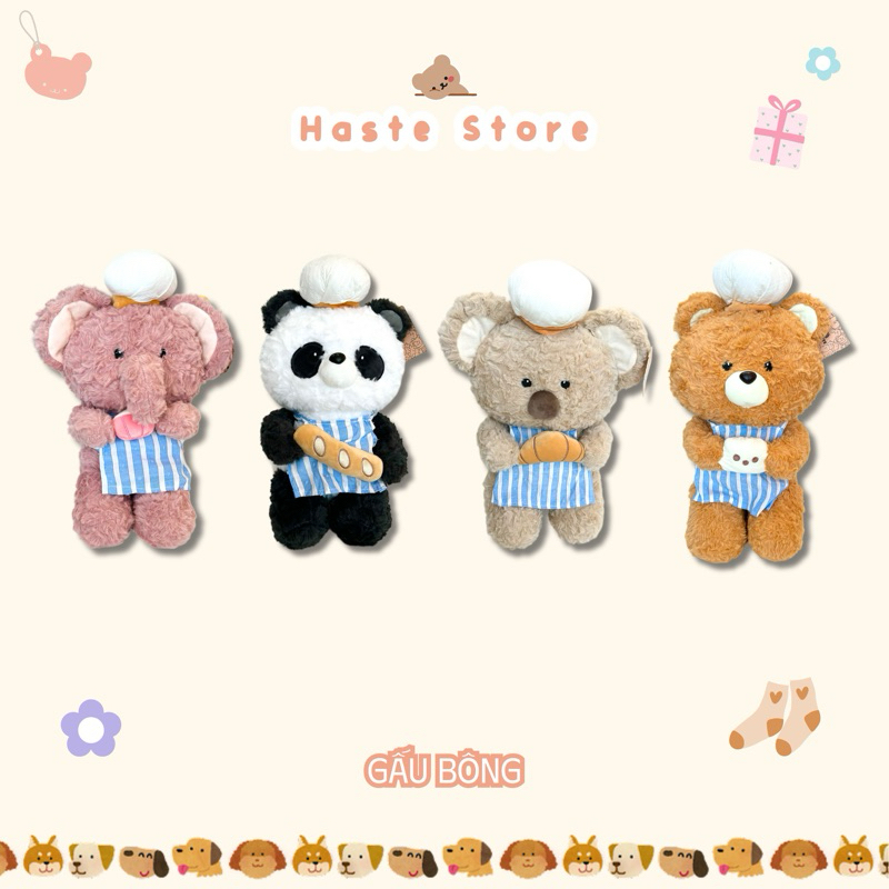Gấu Thú Bông Động Vật Đầu Bếp Voi Gấu Teddy Gấu Trúc Panda Koala Quà Tặng Độc Đáo Lông Xù Siêu Mềm Mịn Siêu Dễ Thương