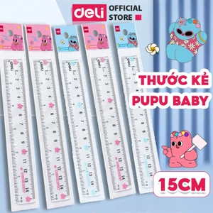 Thước Kẻ PuPuBaBy Màu Trong Suốt 15 Cm Deli - Họa Tiết Cute Dễ Nhìn Tỷ Lệ Đo Chuẩn Xác Phù Hợp Cho Học Sinh Sinh Viên