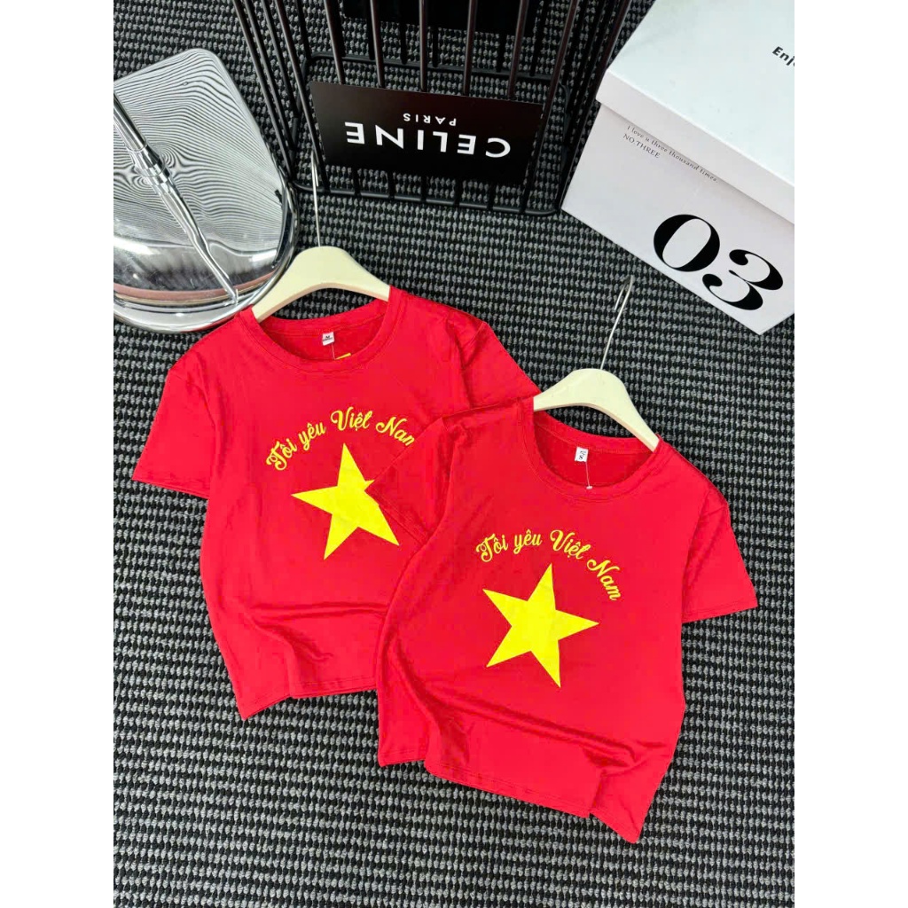 Áo phông gia đình "Tôi yêu Việt Nam" - Áo thun đồng phục gia đình 3-4-5 người.