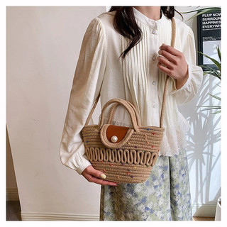 Túi Xách Sợi Đan Có Nắp Nhỏ Nhắn Xinh Cho Phái Nữ - Túi Đeo Chéo Đi Biển Size Xinh Size 28*17cm Hàng Mới Hot 2026