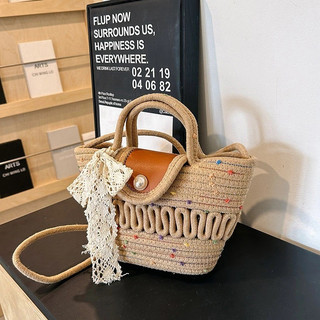 Túi Xách Sợi Đan Có Nắp Nhỏ Nhắn Xinh Cho Phái Nữ - Túi Đeo Chéo Đi Biển Size Xinh Size 28*17cm Hàng Mới Hot 2026