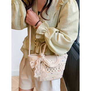 Túi Xách Sợi Đan Có Nắp Nhỏ Nhắn Xinh Cho Phái Nữ - Túi Đeo Chéo Đi Biển Size Xinh Size 28*17cm Hàng Mới Hot 2026