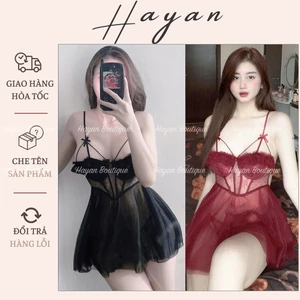 HT90 Váy ngủ sexy phối dây v1 siêu đẹp kèm ĐỆM LÓT,đồ ngủ ren dáng xoè gợi cảm tôn dáng HT90