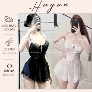 HT110 Váy ngủ sexy 2 dây dáng xoè tôn dáng, đầm ngủ ren mặc nhà gơi cảm xuyên thấu HT110