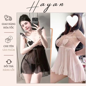 HT115 Váy ngủ sexy thiết kế trái tim sang chảnh có GỌNG,đồ ngủ 2s ren xuyên thấu gợi cảm HT115
