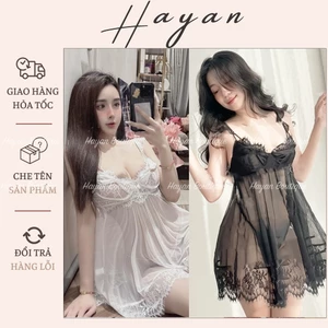 HT118 Váy ngủ sexy xuyên thấu nơ ngực có GỌNG tôn dáng,đầm ngủ ren dáng xoè quyến rũ HT118
