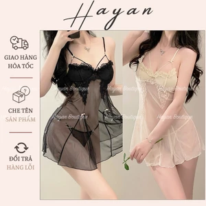 HT126 Váy ngủ sexy tiểu thư ren bèo v1 kèm ĐỆM LÓT,đồ ngủ ren xuyên thấu tôn dáng HT126