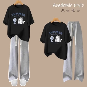 Sét Bộ Quần ống rộng dây to + mix áo phông -áo SUMER