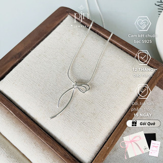 Dây Chuyền Bạc Nữ PJN Dây Mì Charm Thắt Hình Nơ Phá Cách Thiết Kế Xinh Xắn Dành Cho Nàng Đi Chơi Đi Tiệc VC13