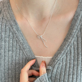 Dây Chuyền Bạc Nữ PJN Dây Mì Charm Thắt Hình Nơ Phá Cách Thiết Kế Xinh Xắn Dành Cho Nàng Đi Chơi Đi Tiệc VC13